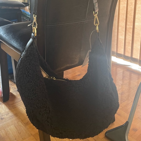NWT Anthropologie Jules Kae Zola Sherpa Crossbody Bag Black NEW - Picture 3 of 6